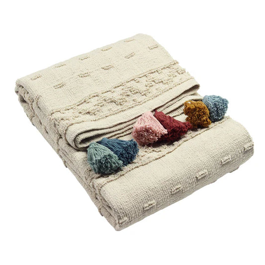 Furn. Boho Cotton Tufted Throw  Multicolour 130 x 180cm