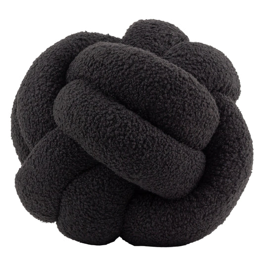 Furn Boucle Knot Fleece Cushion Black