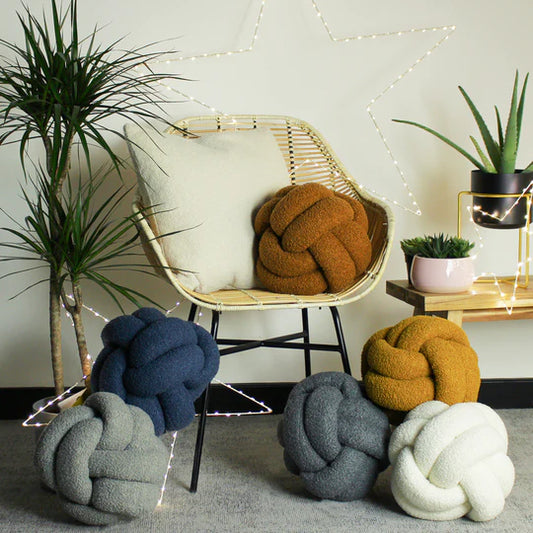 Furn Boucle Knot Fleece Cushion Ginger