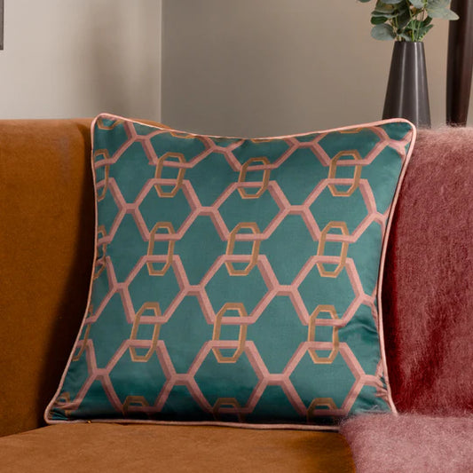 Paoletti Carnaby Chain Cushion Teal