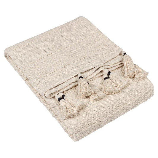 Yard Caliche Woven Tasselled Throw Natural