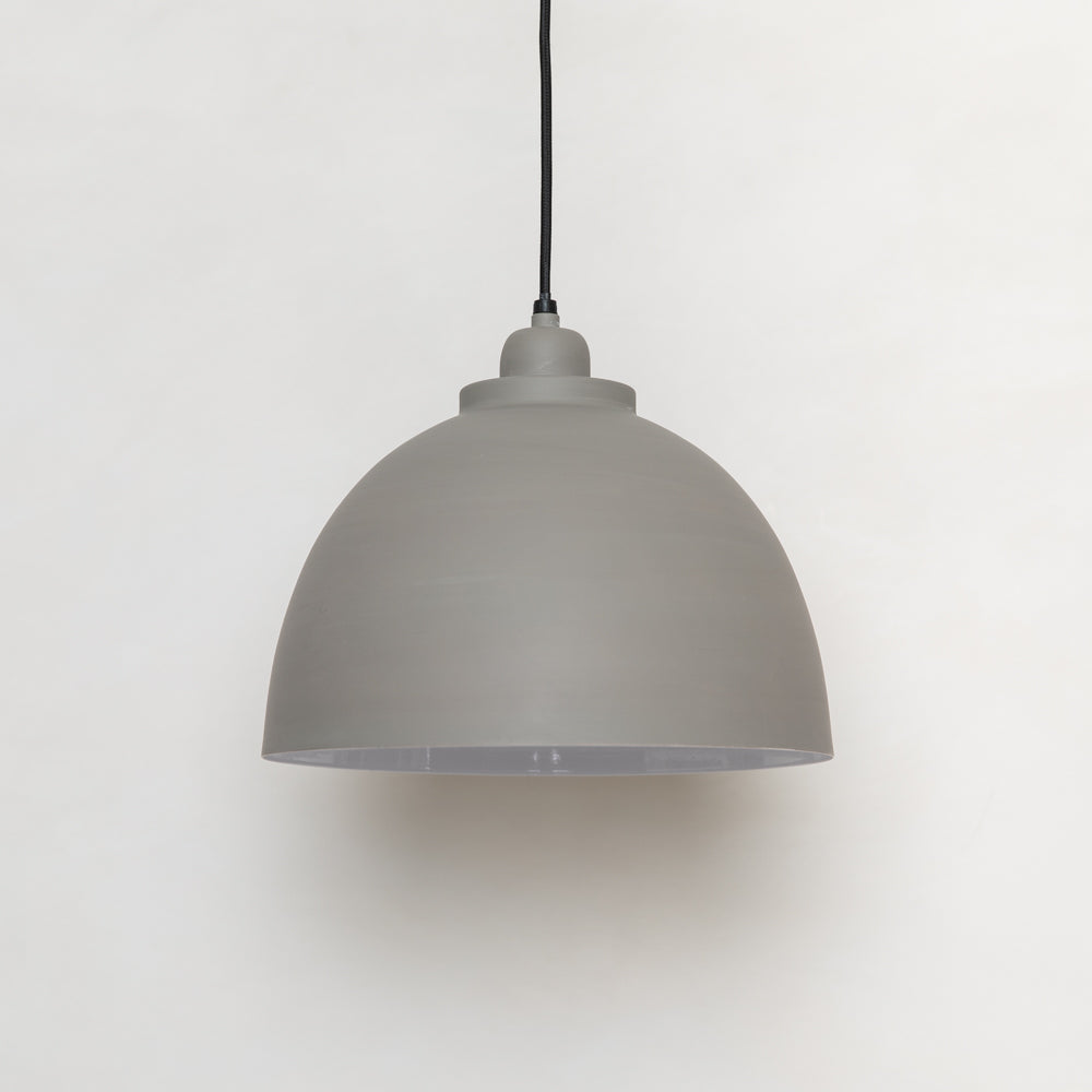 Motta Living Concrete and White Dome Pendant Light