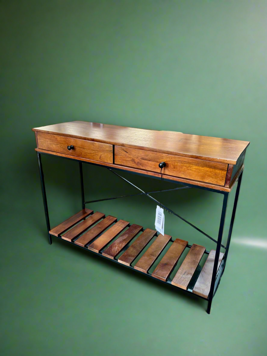 Storage Console in Dark Stained Acacia Wood