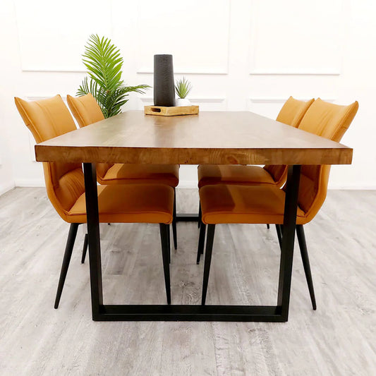 Freya 1.8 Dining Table with 4 Flora Tan Chairs