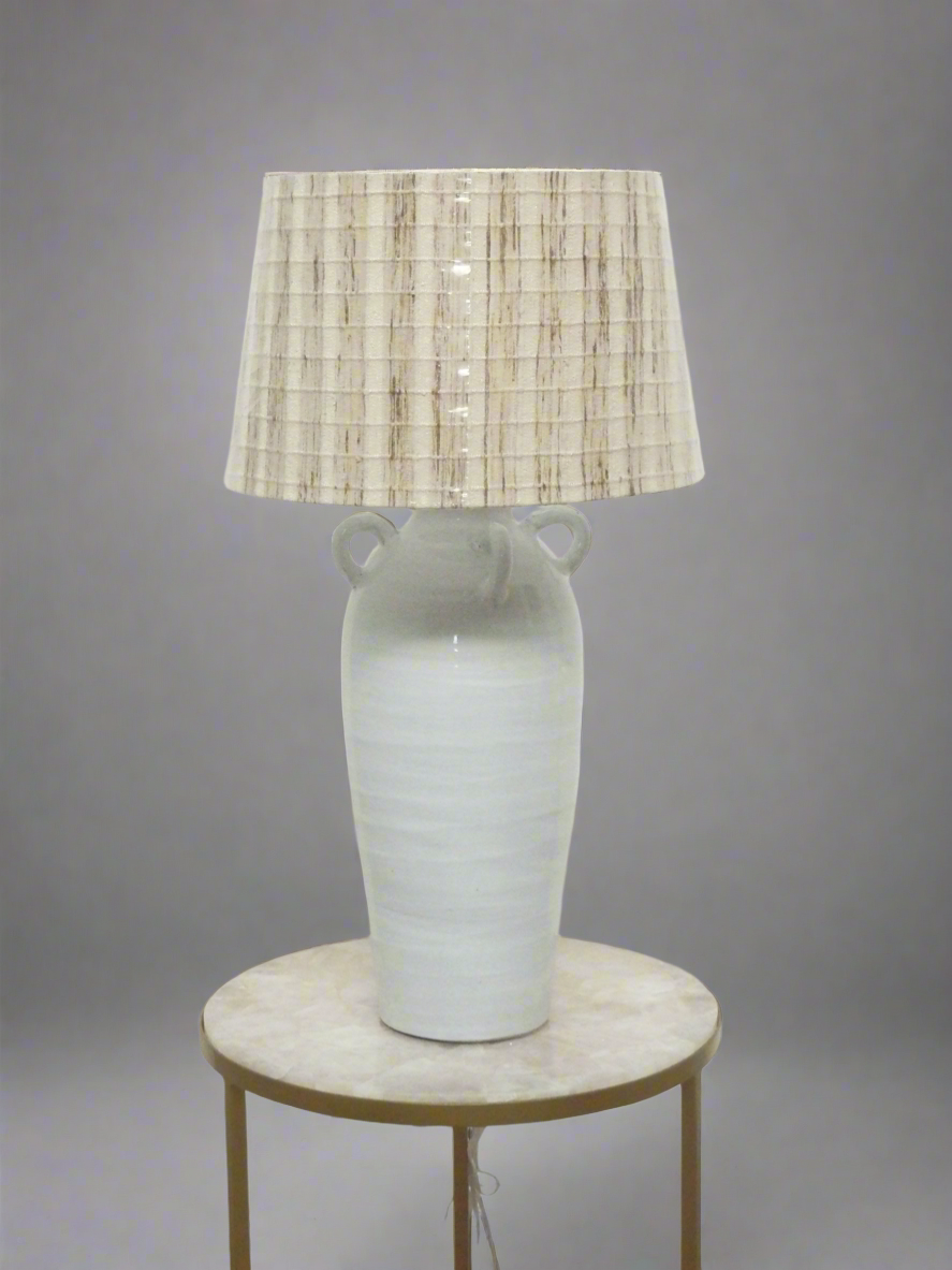 Handled White Table Lamp