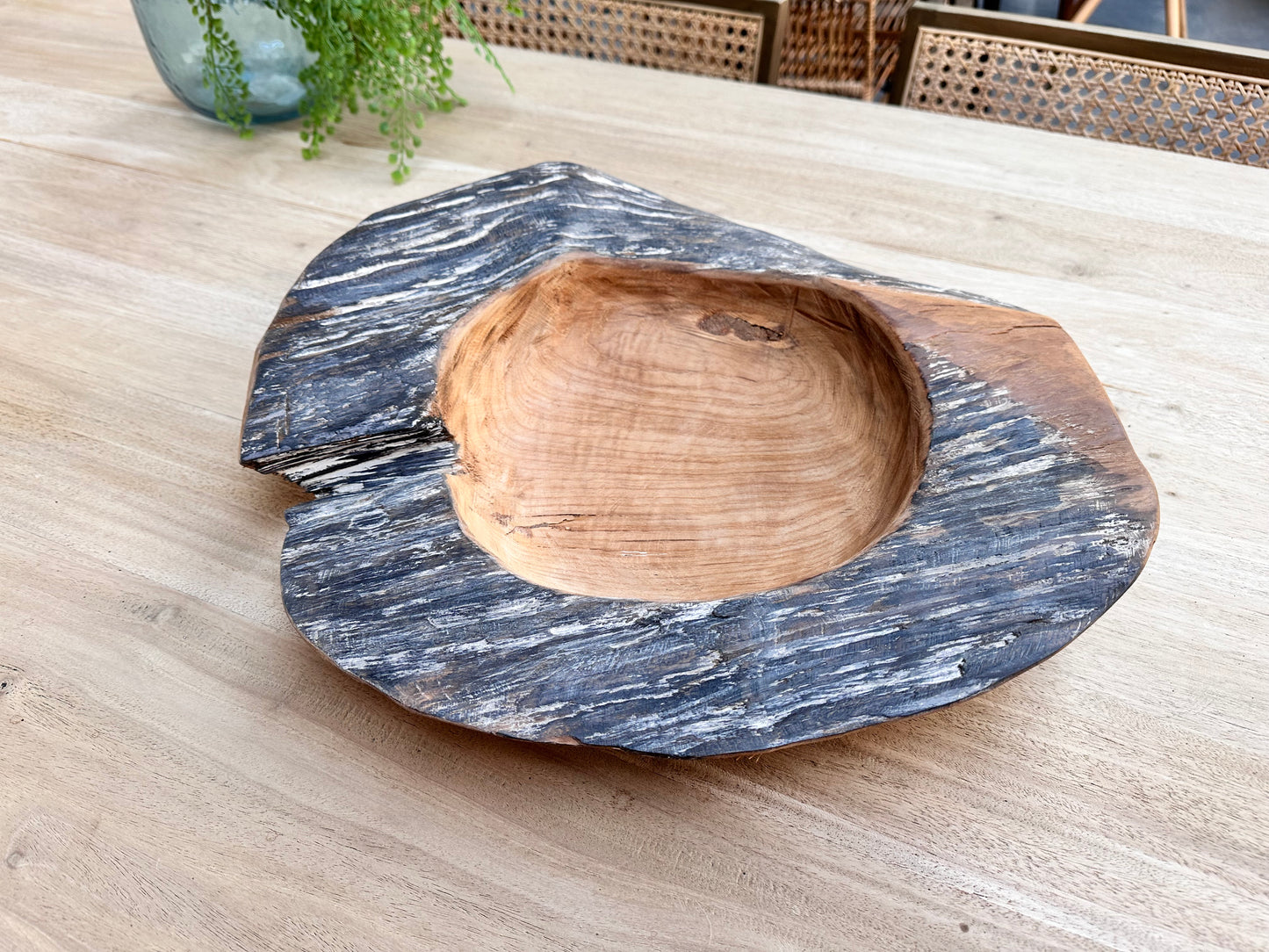 Large Teak Wood Bowl- Antique Black Wash