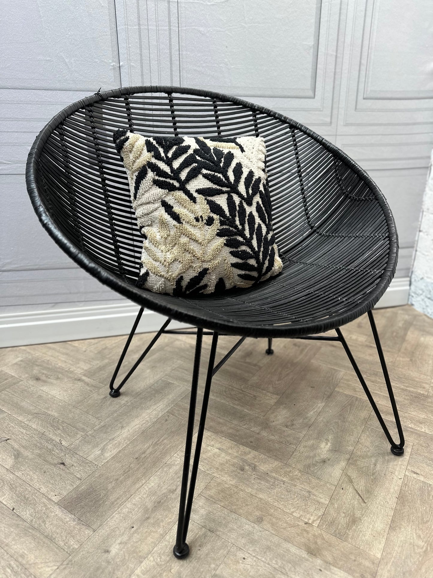 Cox & Cox Flat Rattan Occasional Chair - Black