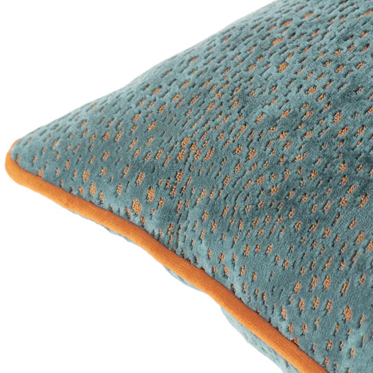 Estelle Spotted Cushion Teal/Rust