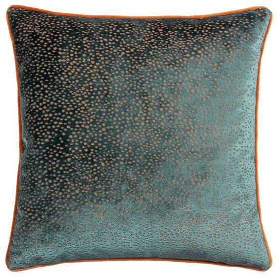 Estelle Spotted Cushion Teal/Rust