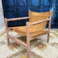 Odisha Wooden Frame Leather Accent Chair