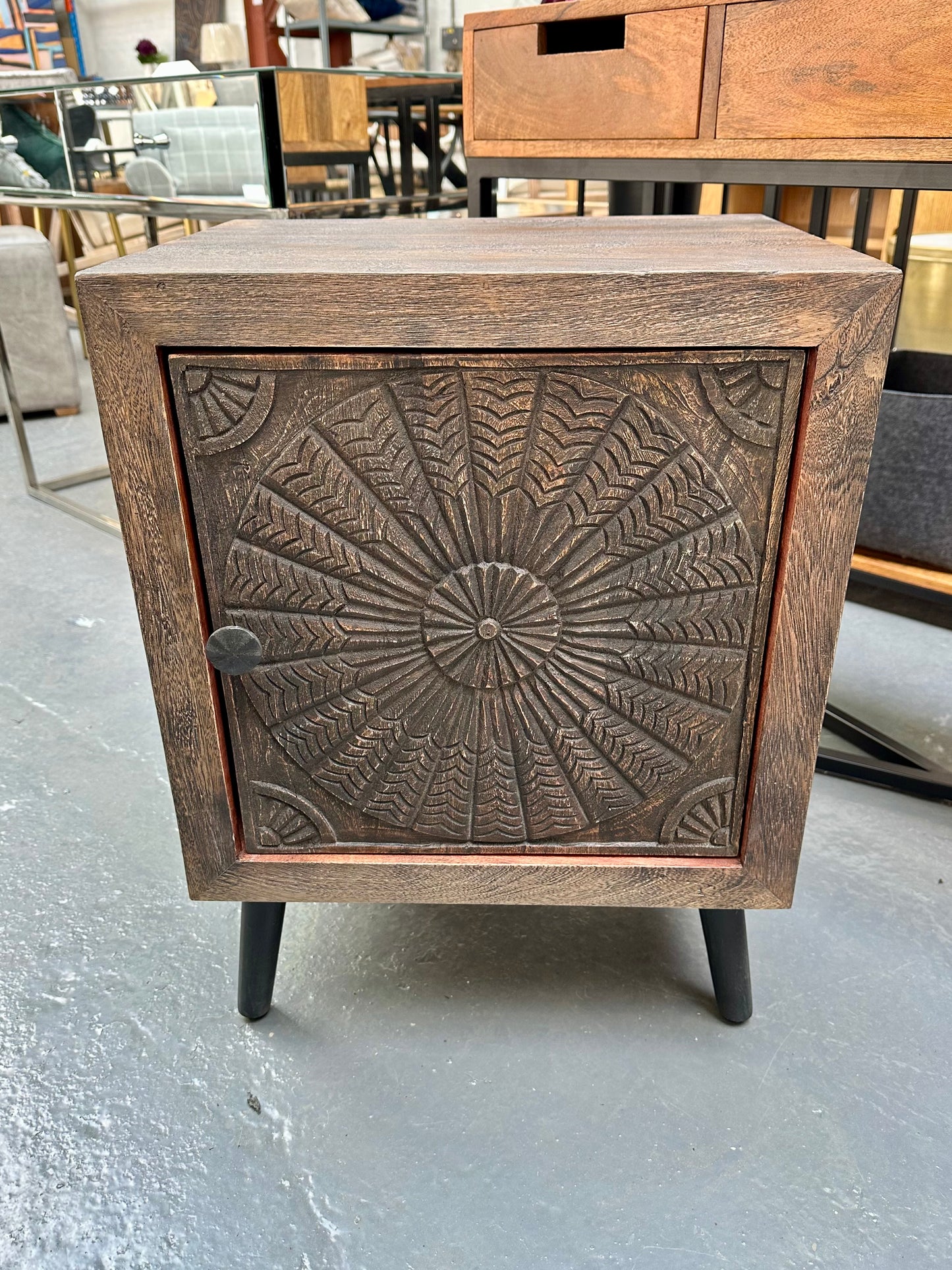 Reiki Mandala Wooden Side Table