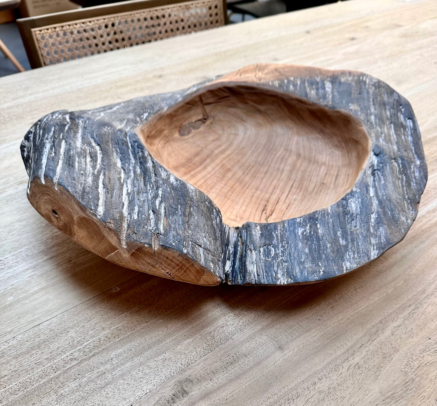 Large Teak Wood Bowl- Antique Black Wash