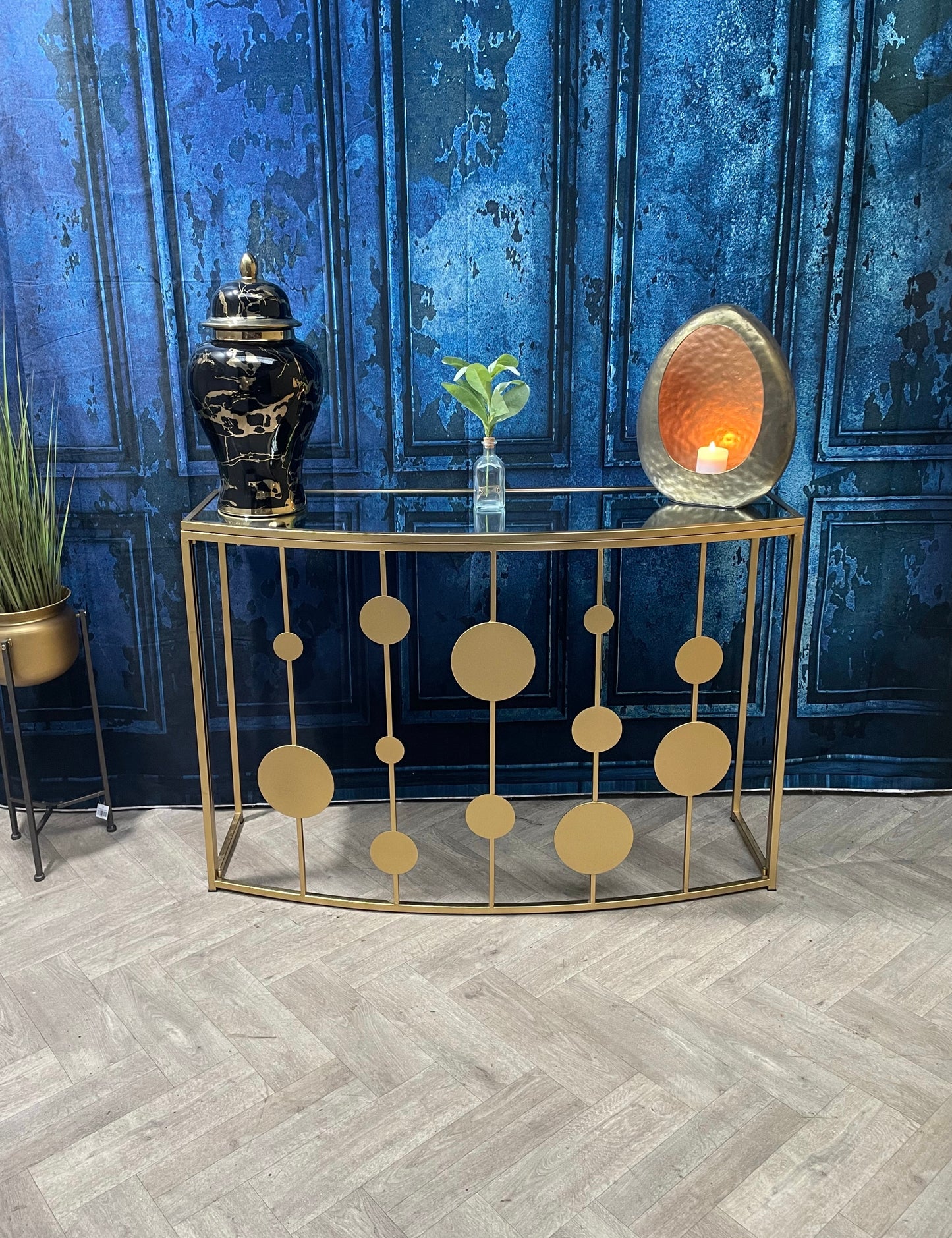 Farran Gold Finish Console Table With Mirror