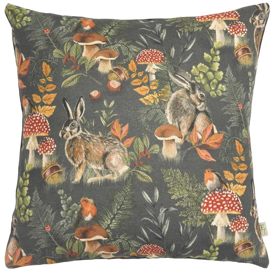 Forest Hare Repeat Cushion Grey