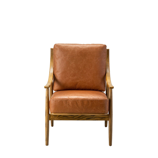 Harlem Armchair Brown Leather 630x815x900mm