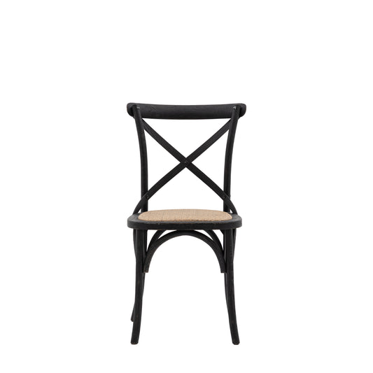 Cafe Chair Black & Rattan Set of Two