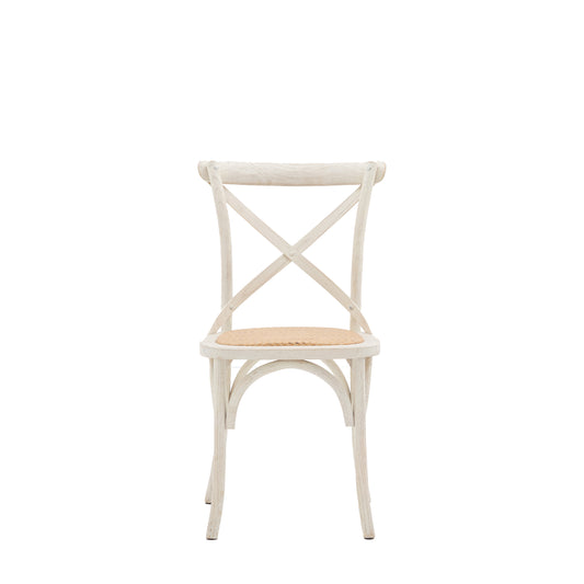 Cafe Chair White & Rattan Set of Two