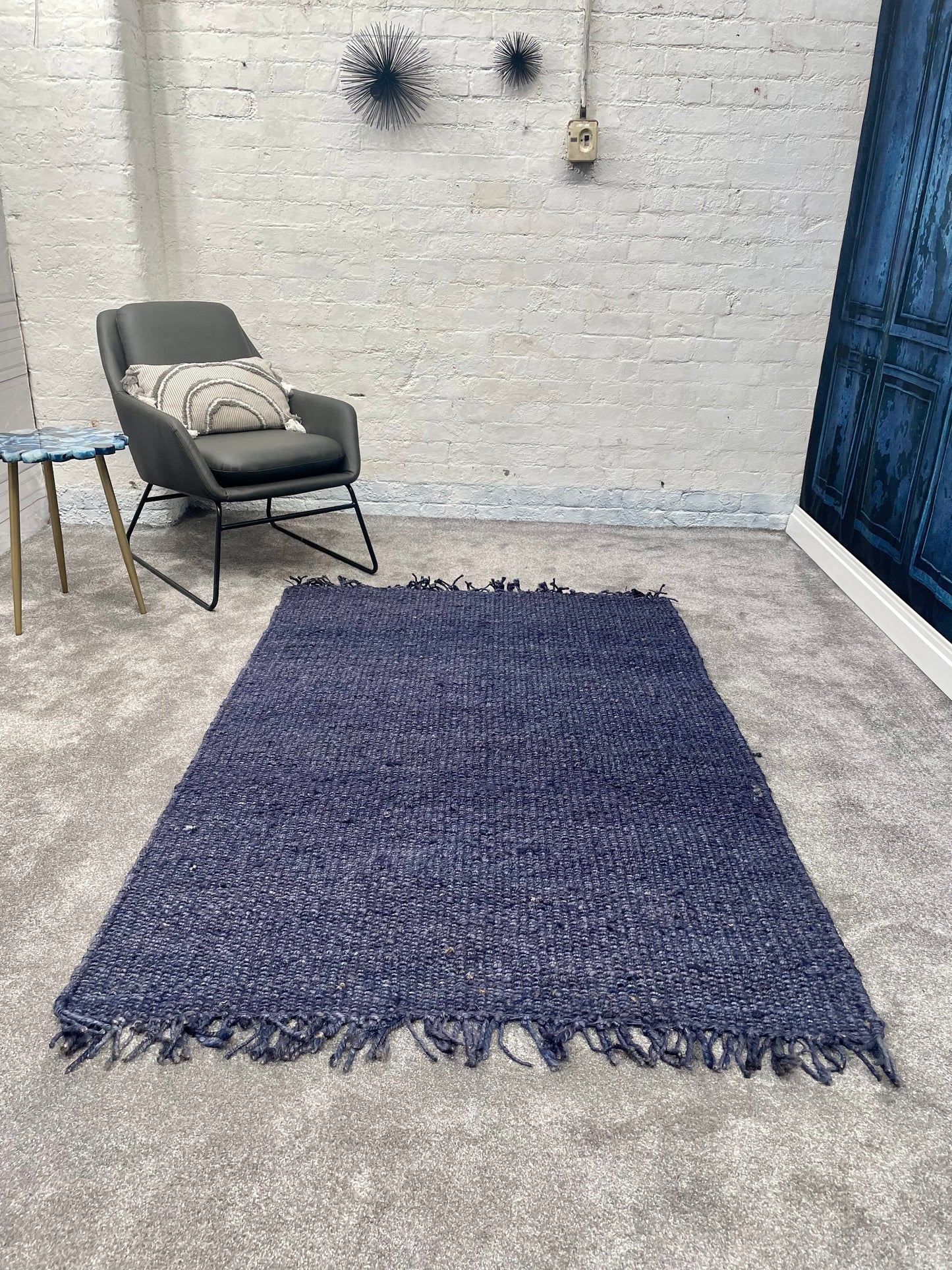 Chunky Navy Jute Rug 120 x 180cm