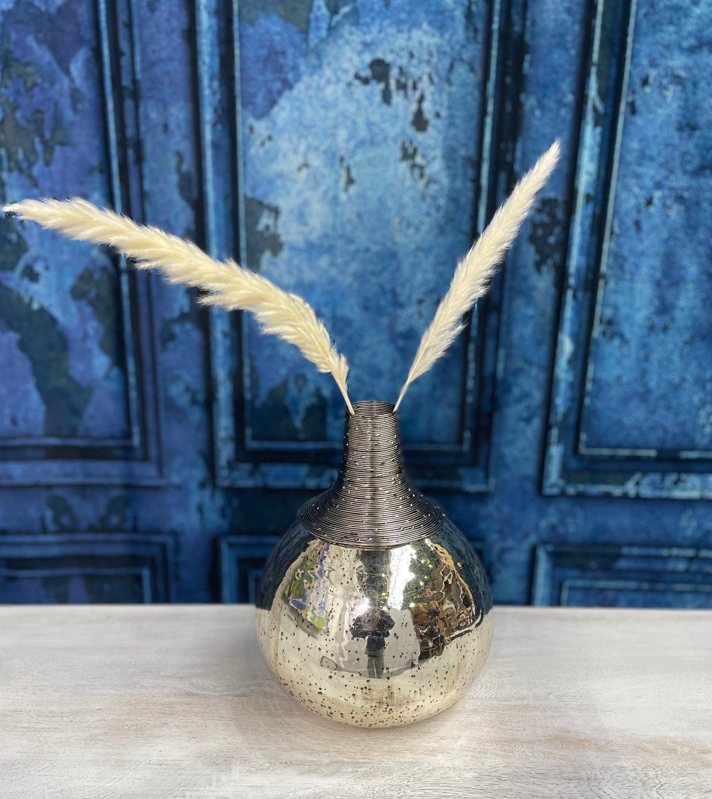 Small Metalwork Glass Vase Silver