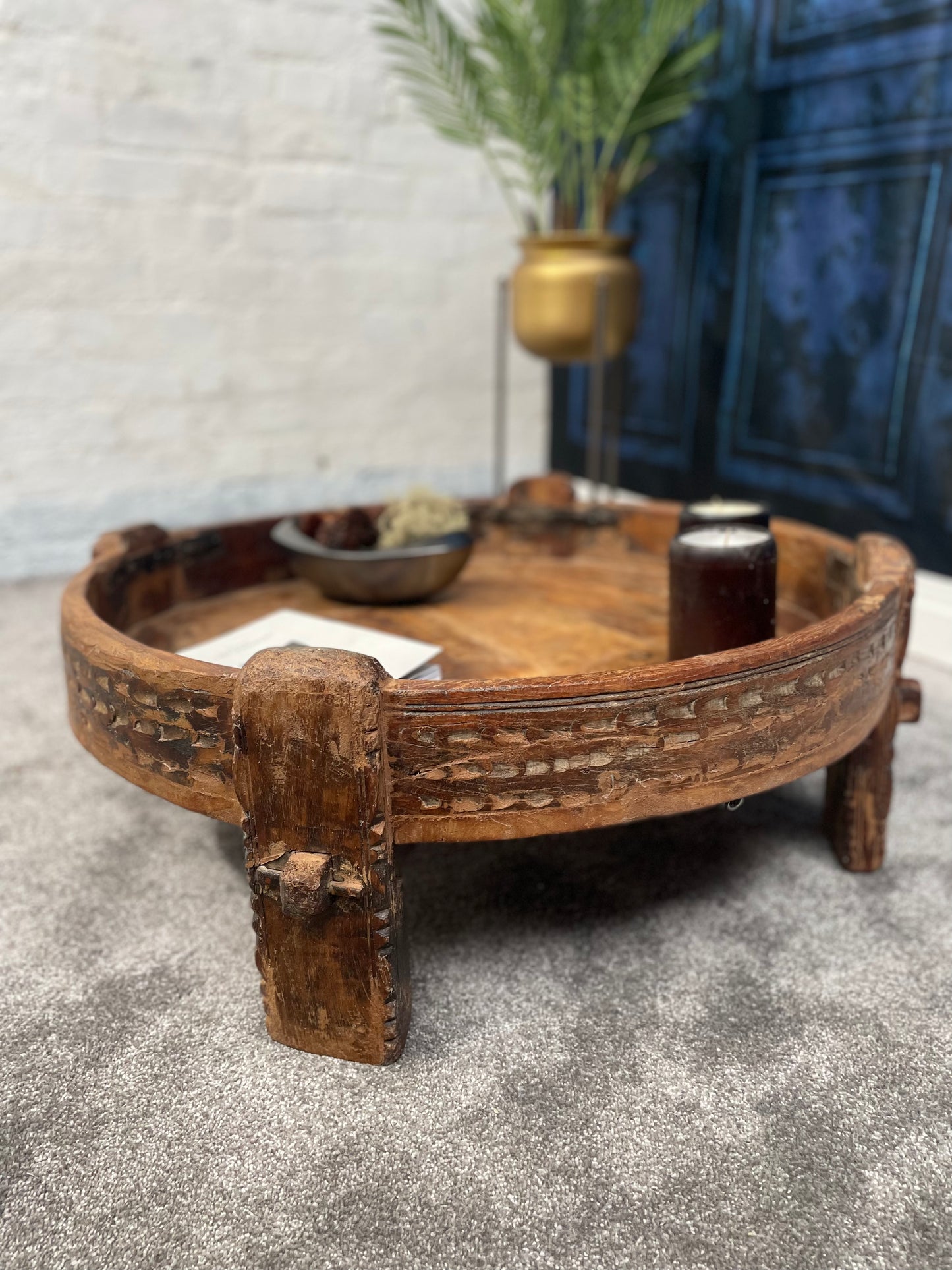 Rustic Etched Wood Coffee Table