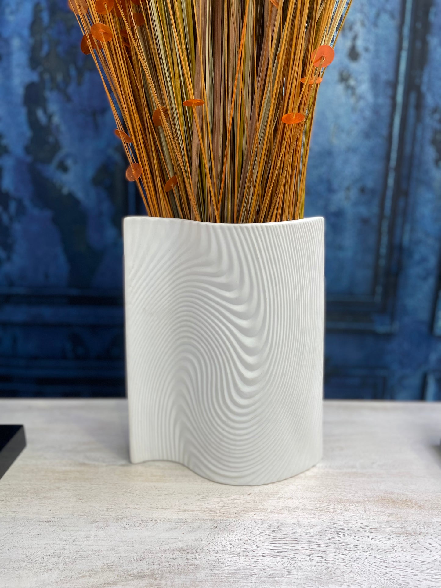 Large White Spiral Vase