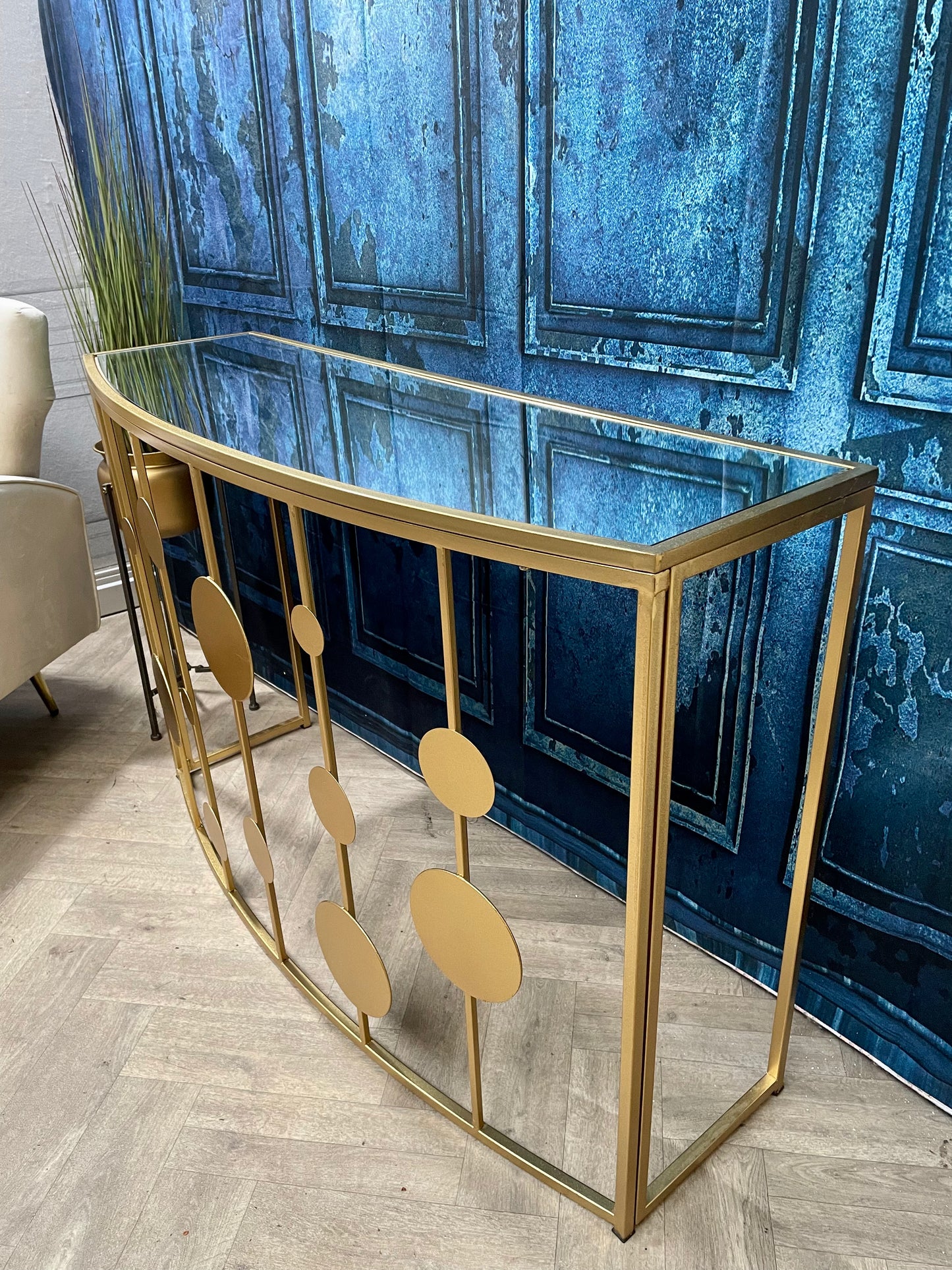 Farran Gold Finish Console Table With Mirror