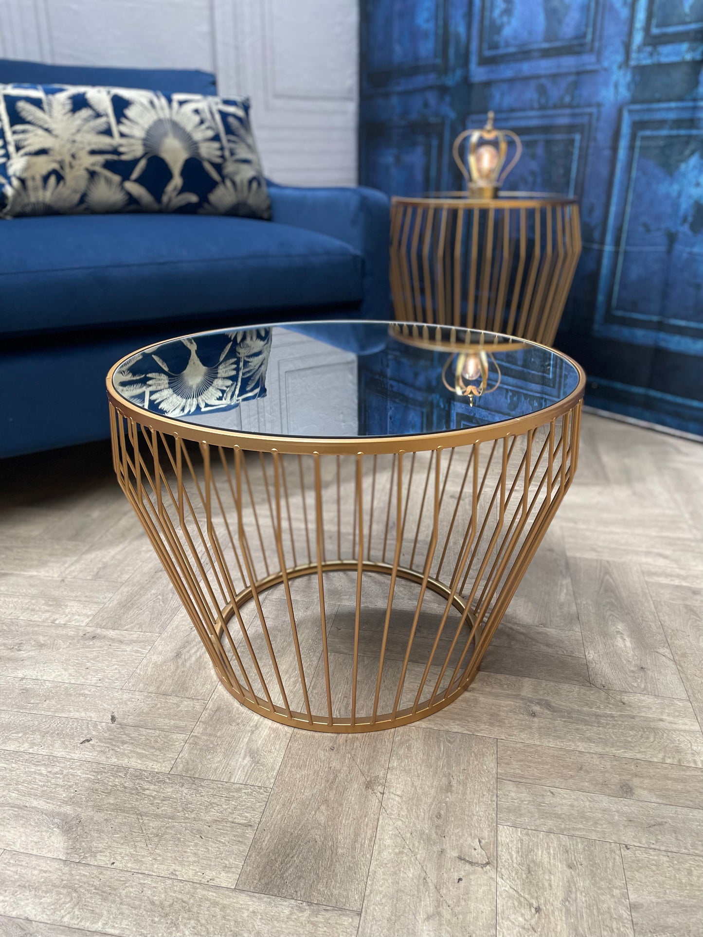 AVANTIS GOLD FINISH TAPERED DESIGN SIDE TABLE by Perfected