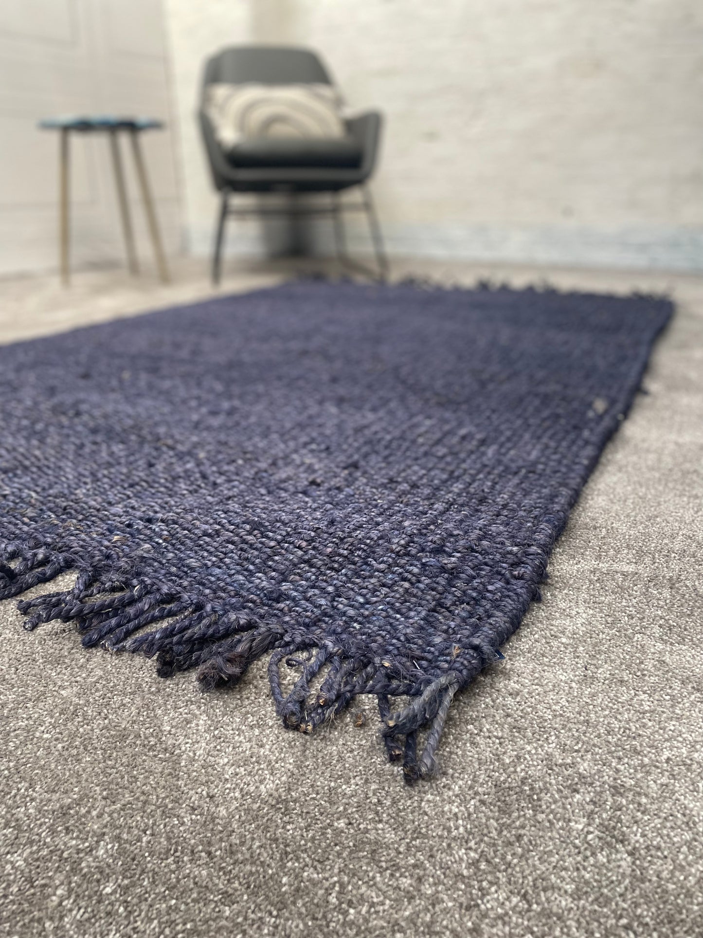 Chunky Navy Jute Rug 120 x 180cm