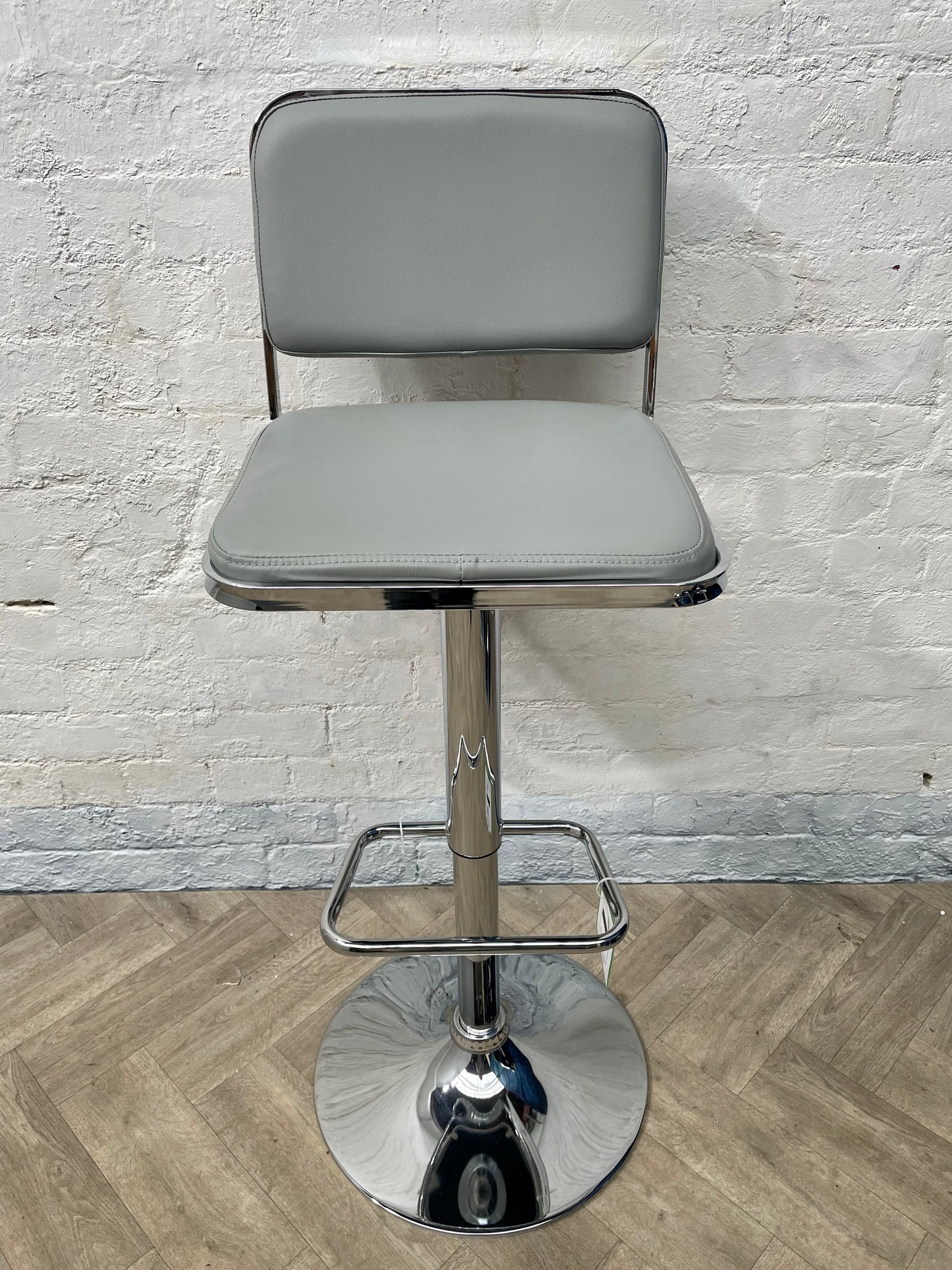 Stockholm Light Grey Seat And Chrome Base Bar Stool