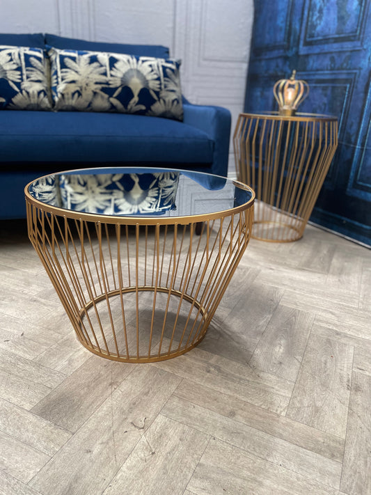 AVANTIS GOLD FINISH TAPERED DESIGN SIDE TABLE by Perfected