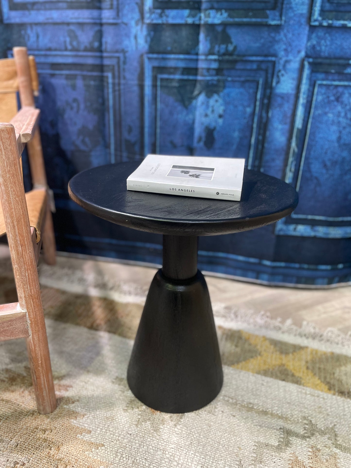 Agatha Sculptural Wooden End Table In Black