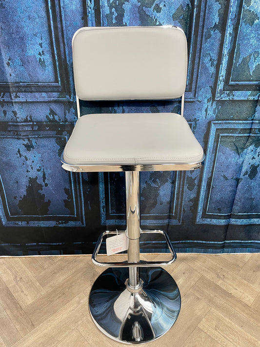 Stockholm Light Grey Seat And Chrome Base Bar Stool