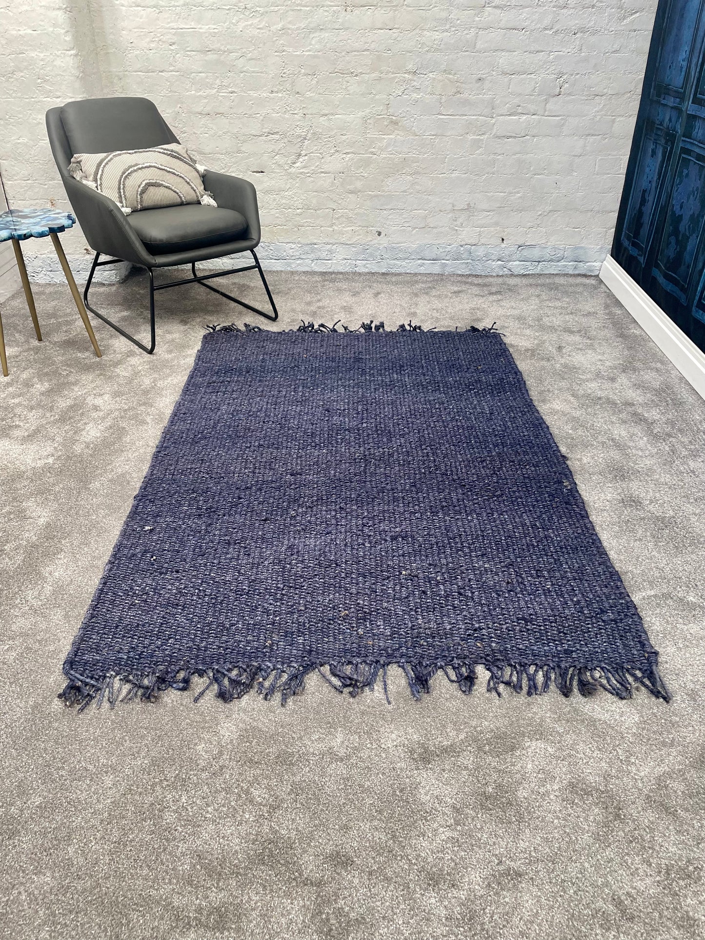 Chunky Navy Jute Rug 120 x 180cm