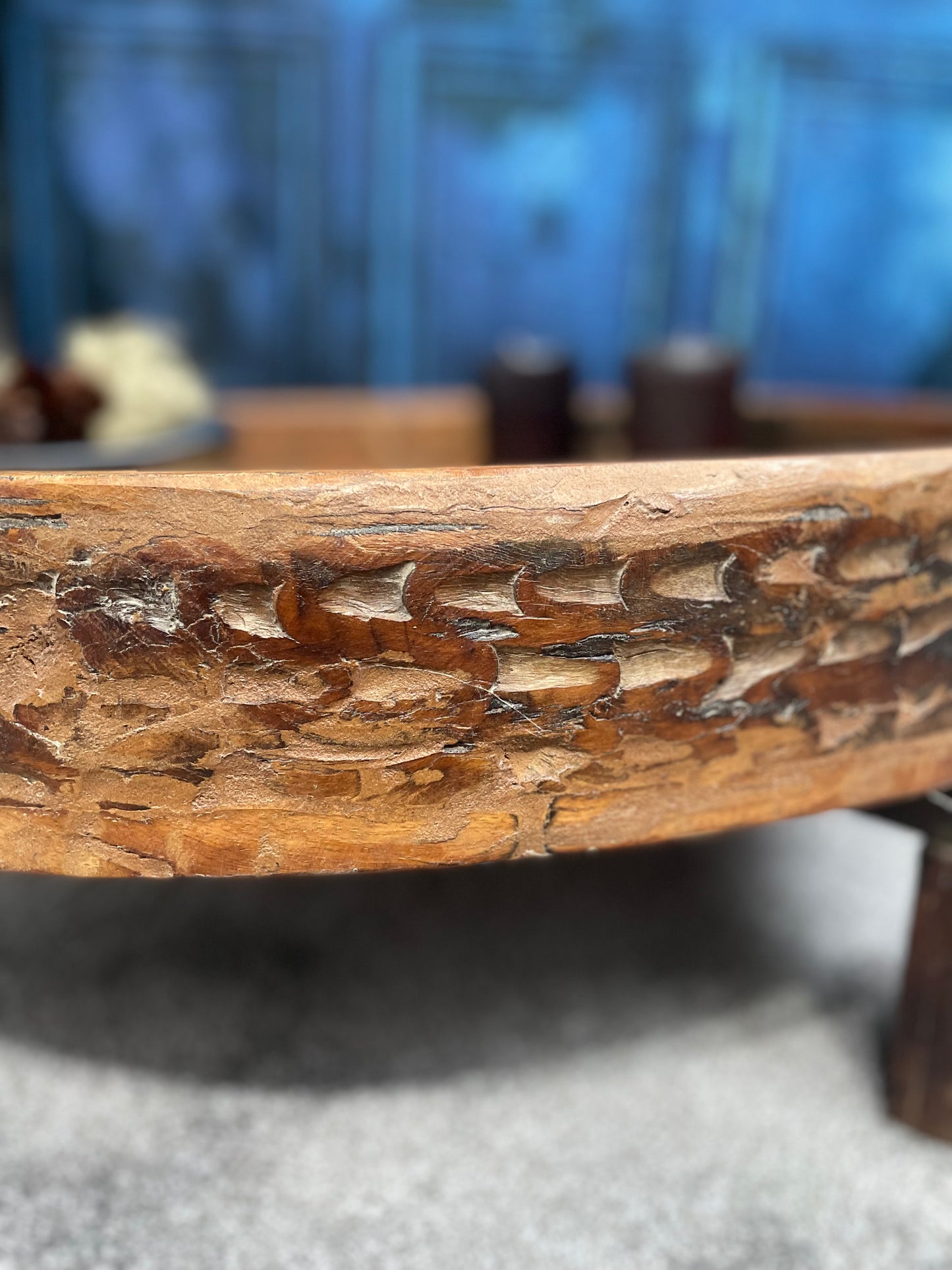 Rustic Etched Wood Coffee Table