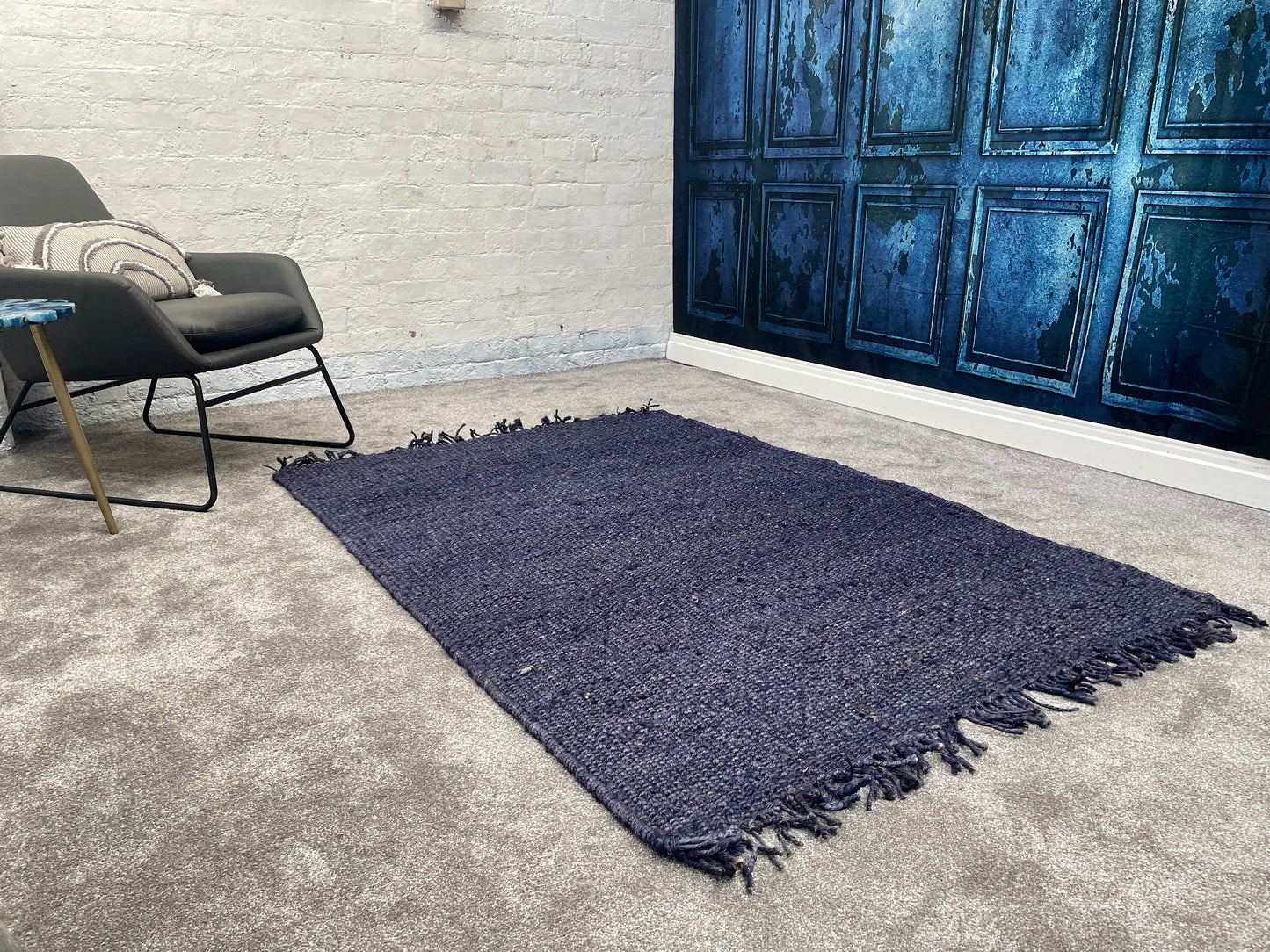 Chunky Navy Jute Rug 120 x 180cm