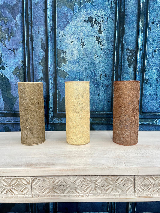 Set Of 3 Small Textured Hurricane Vases