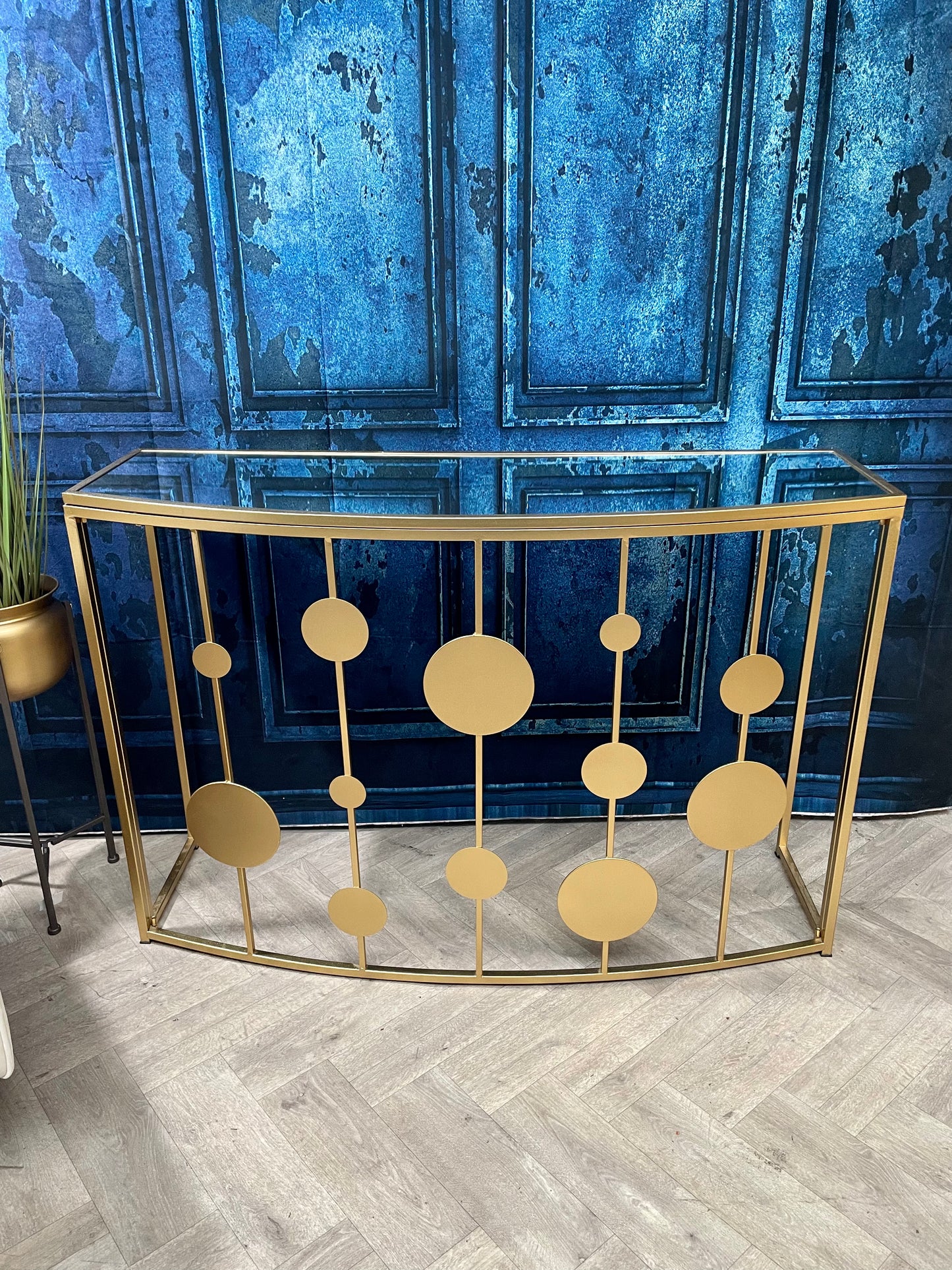 Farran Gold Finish Console Table With Mirror