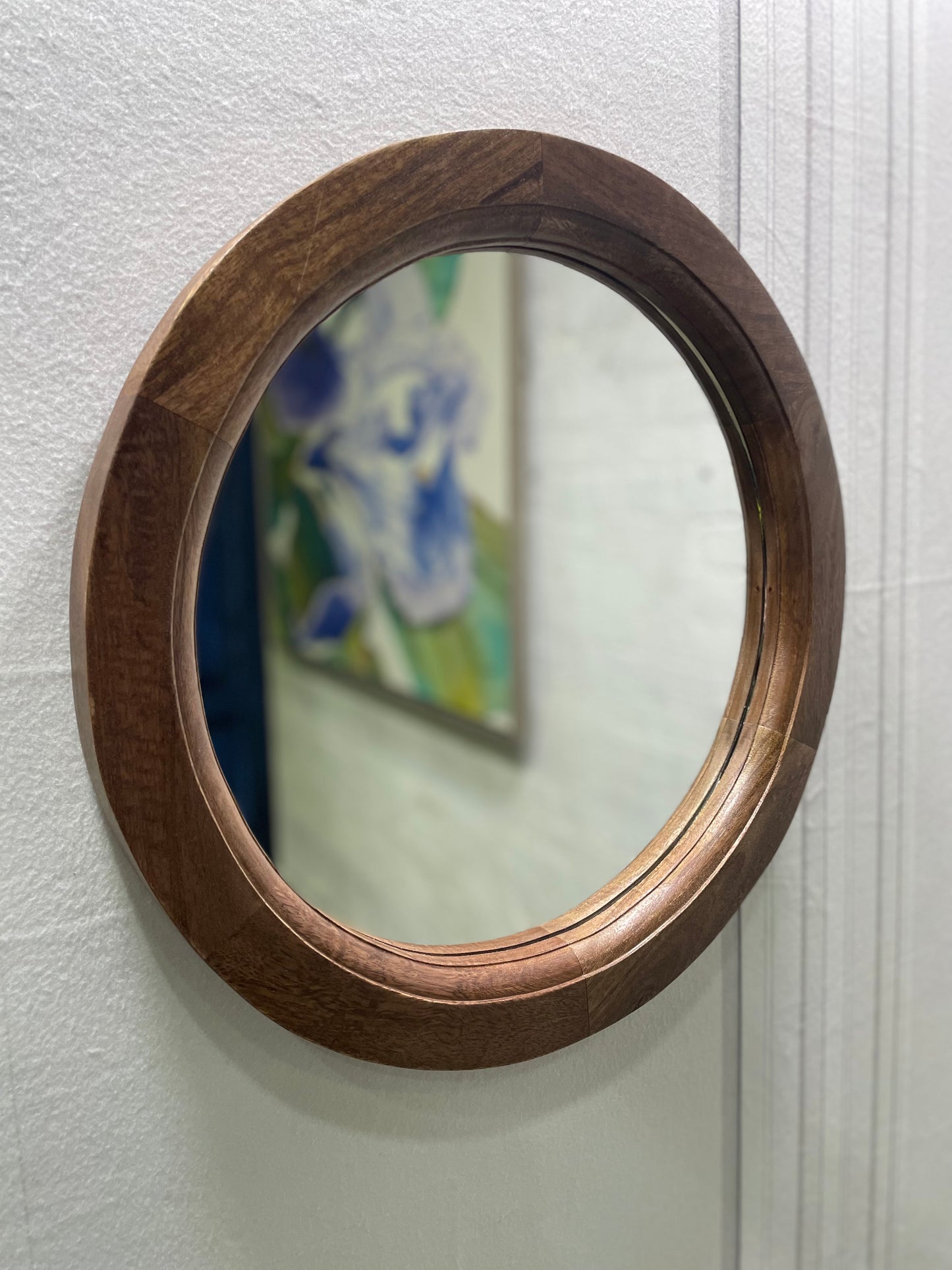 Crest Classic Brown Mango Wood Round Mirror