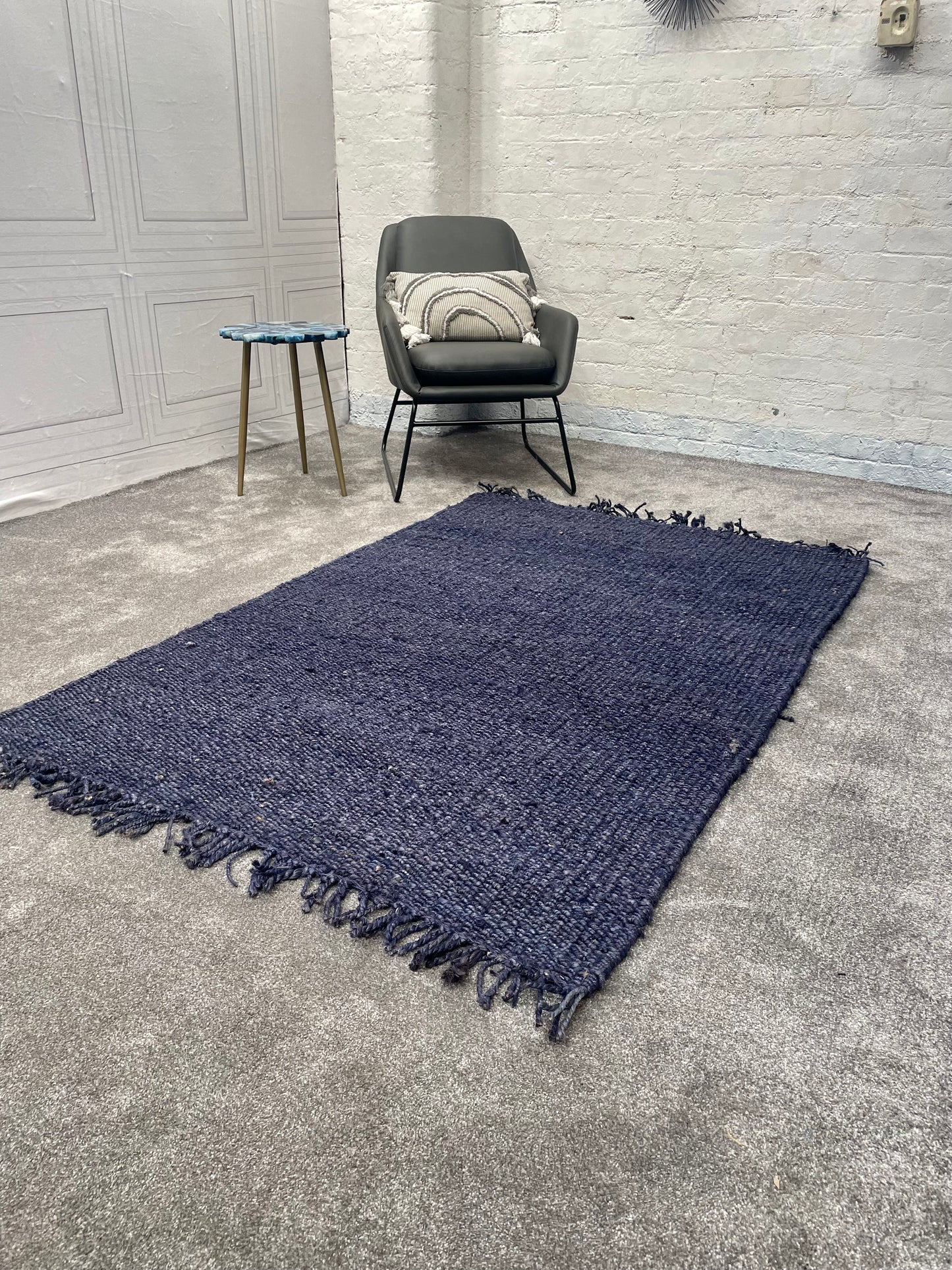 Chunky Navy Jute Rug 120 x 180cm