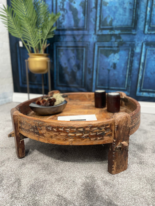 Rustic Etched Wood Coffee Table