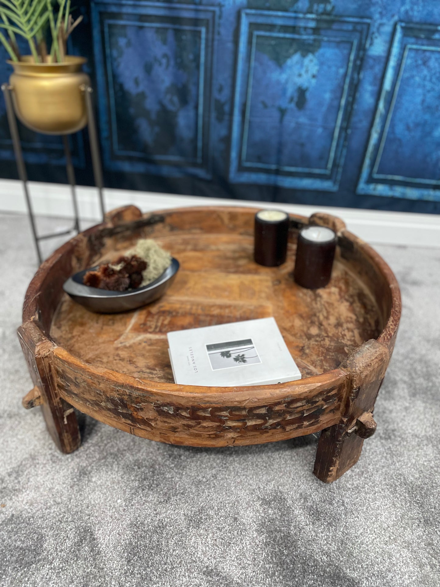 Rustic Etched Wood Coffee Table