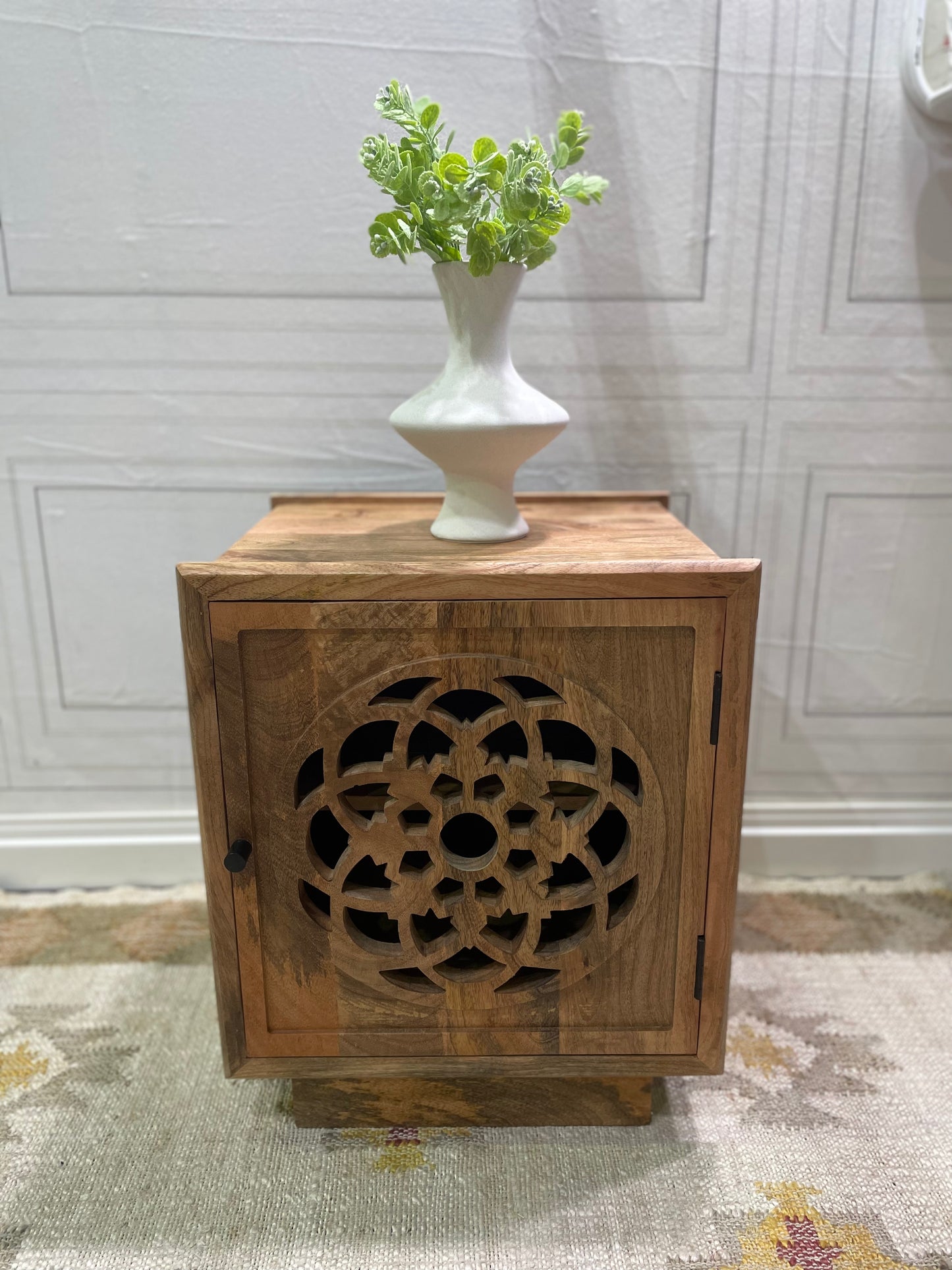 Flower of Life Side Table, Natural Mango Wood