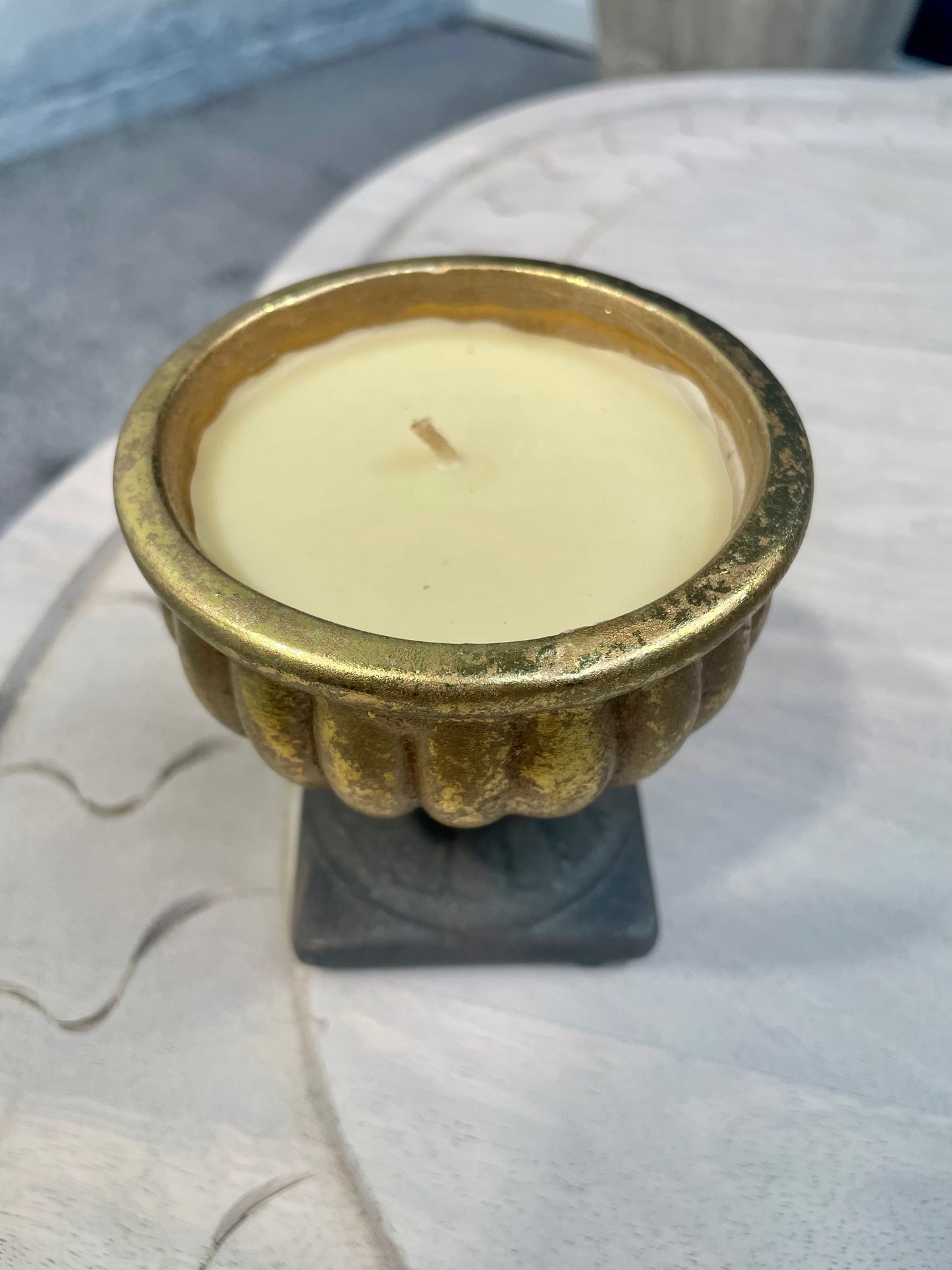 Pair of Antique Gold Candles With Black Base