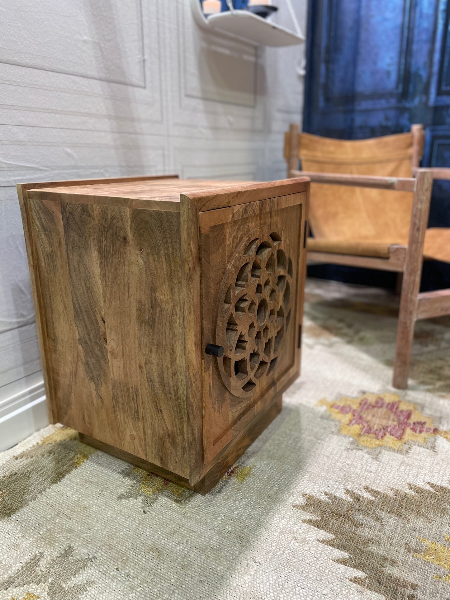 Flower of Life Side Table, Natural Mango Wood