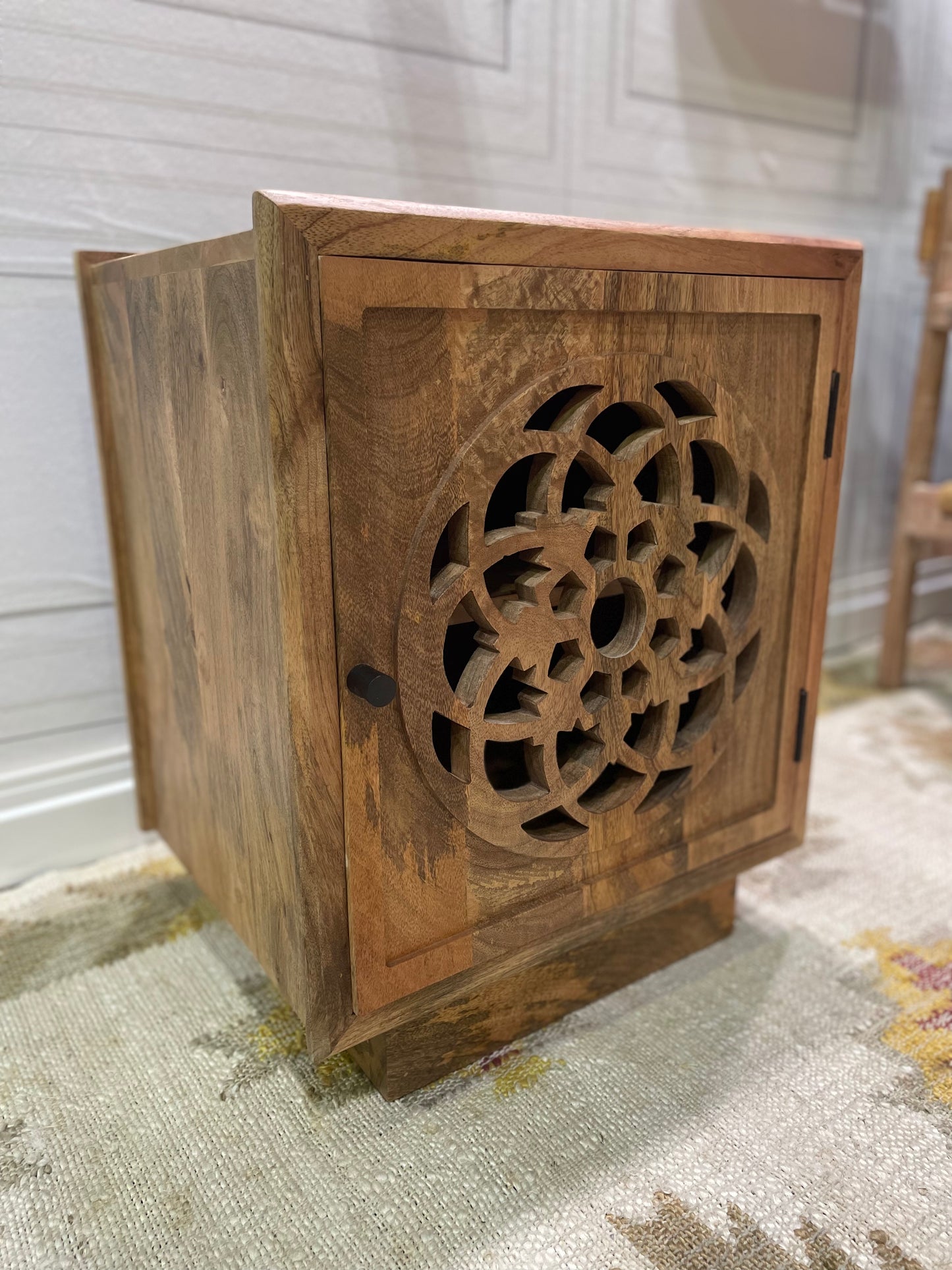 Flower of Life Side Table, Natural Mango Wood