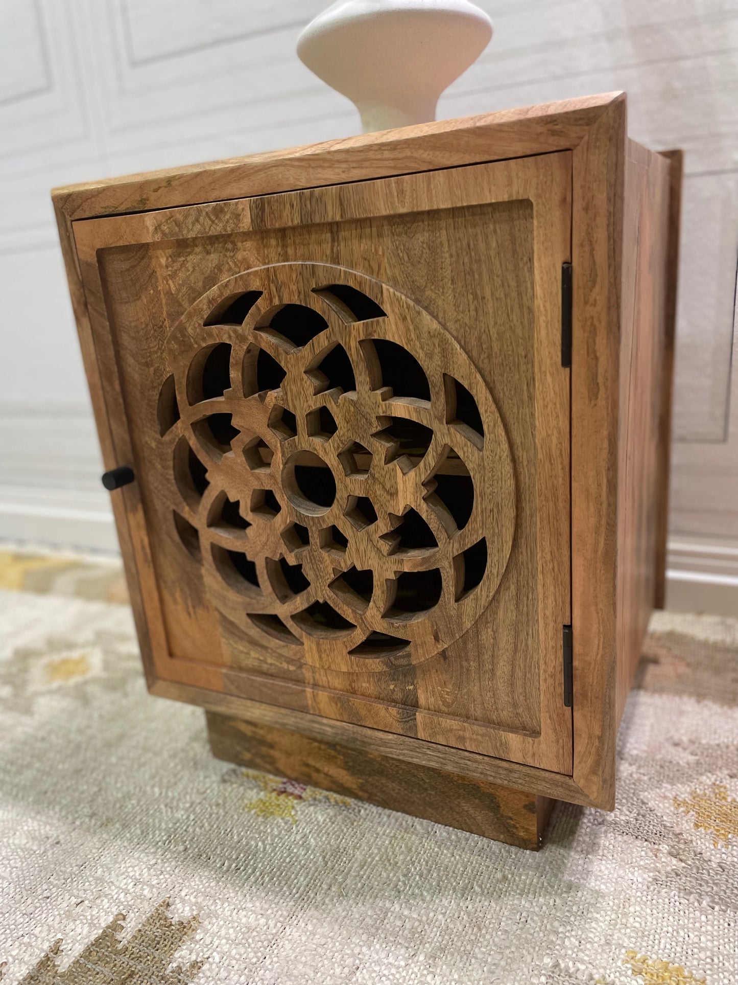 Flower of Life Side Table, Natural Mango Wood