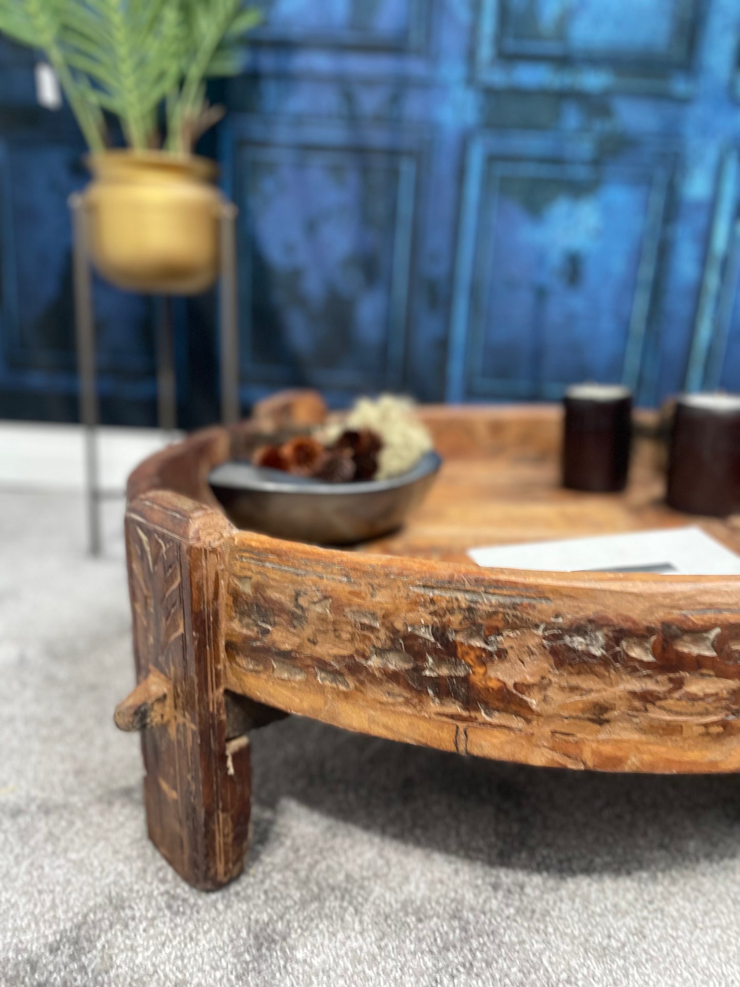 Rustic Etched Wood Coffee Table