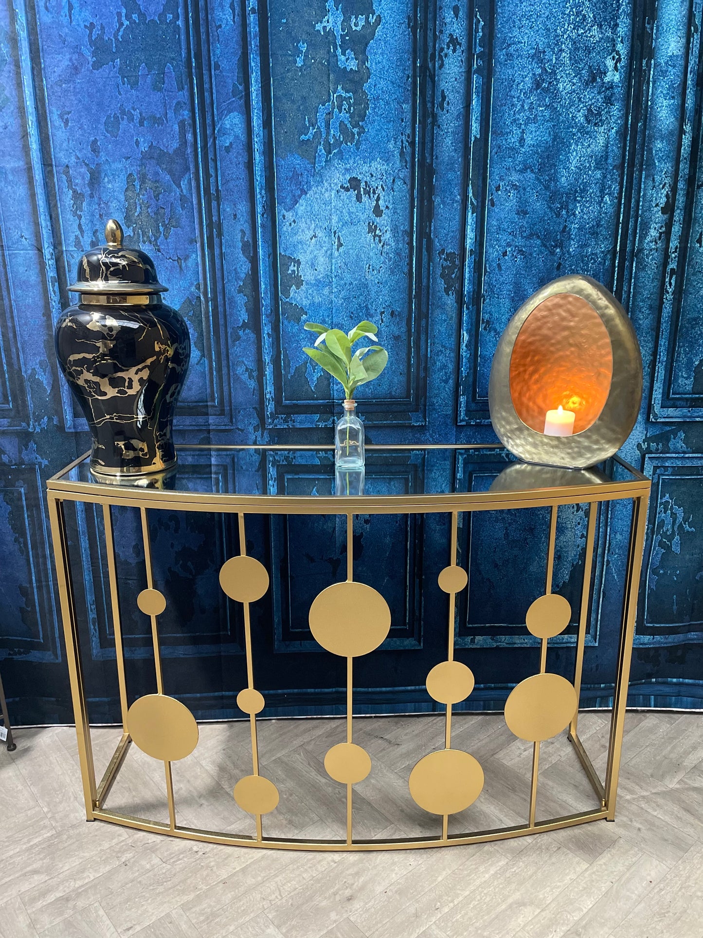 Farran Gold Finish Console Table With Mirror