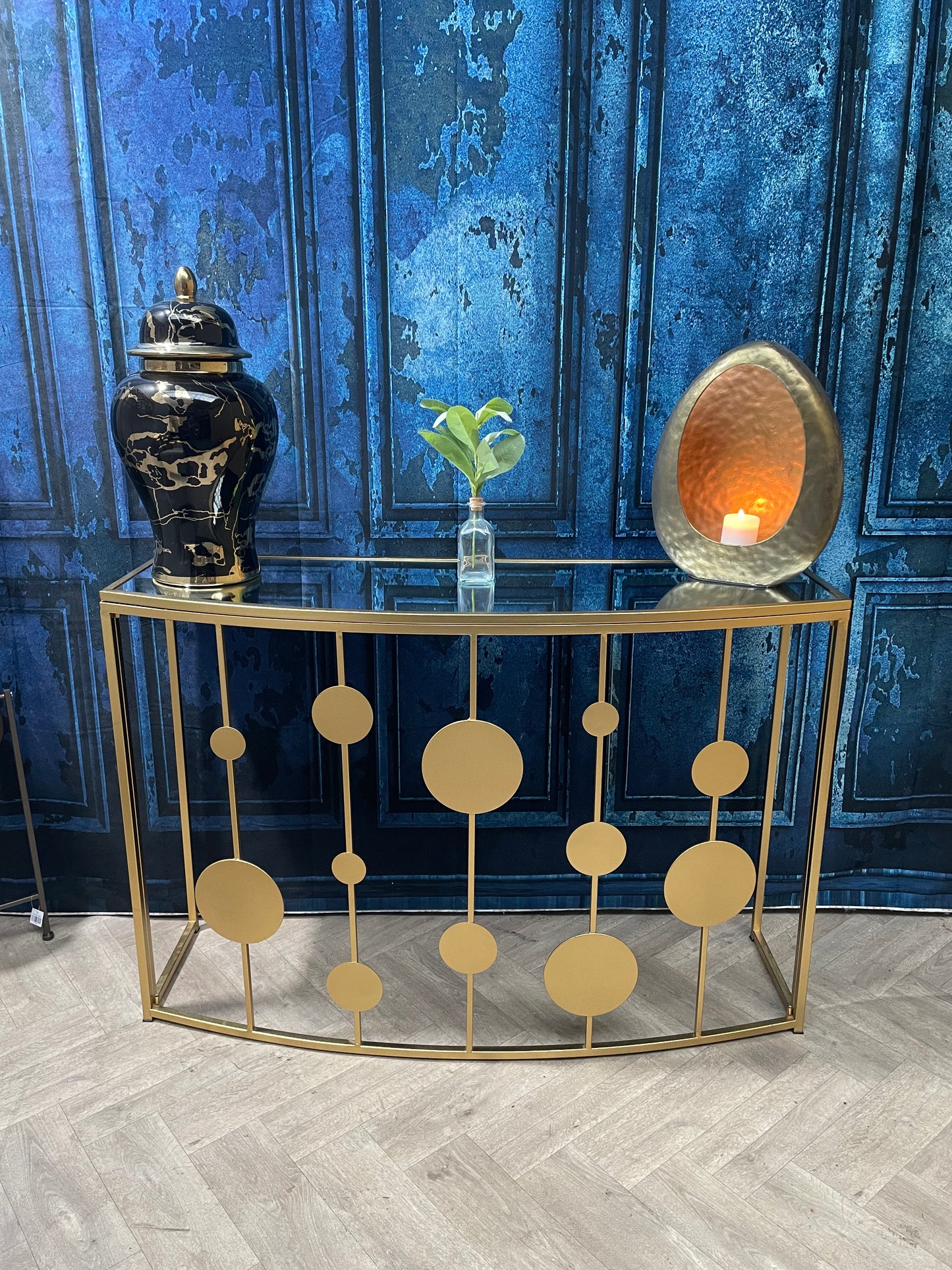 Farran Gold Finish Console Table With Mirror