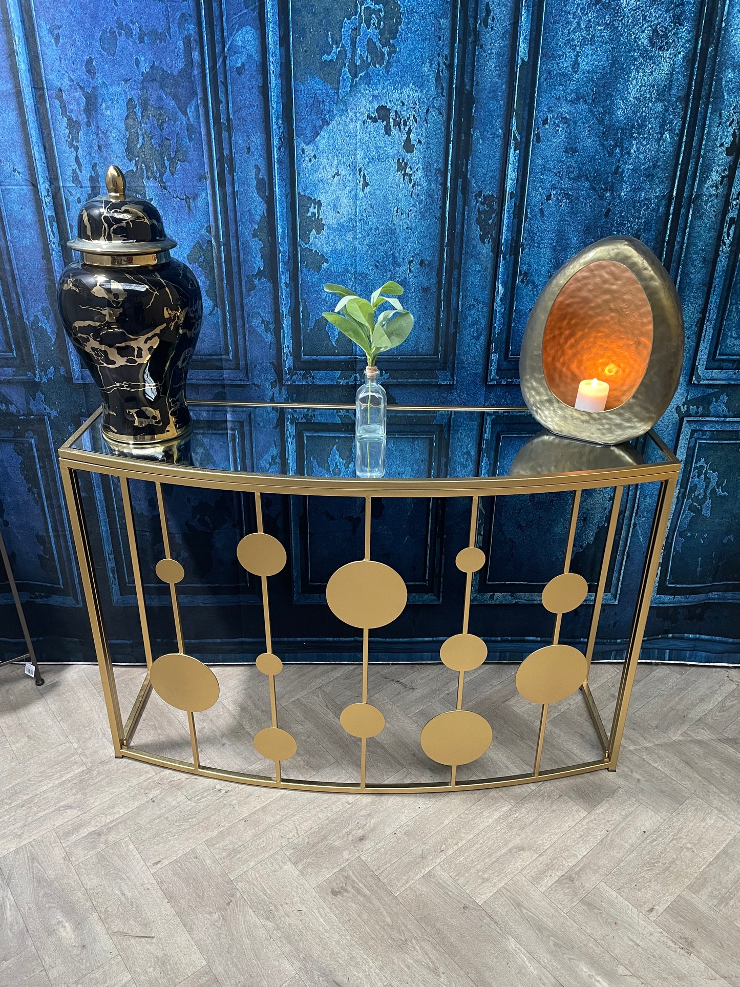 Farran Gold Finish Console Table With Mirror